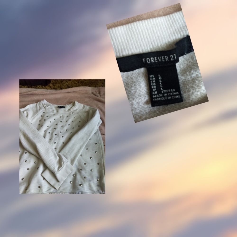 White Hoodie with Sliver Gems